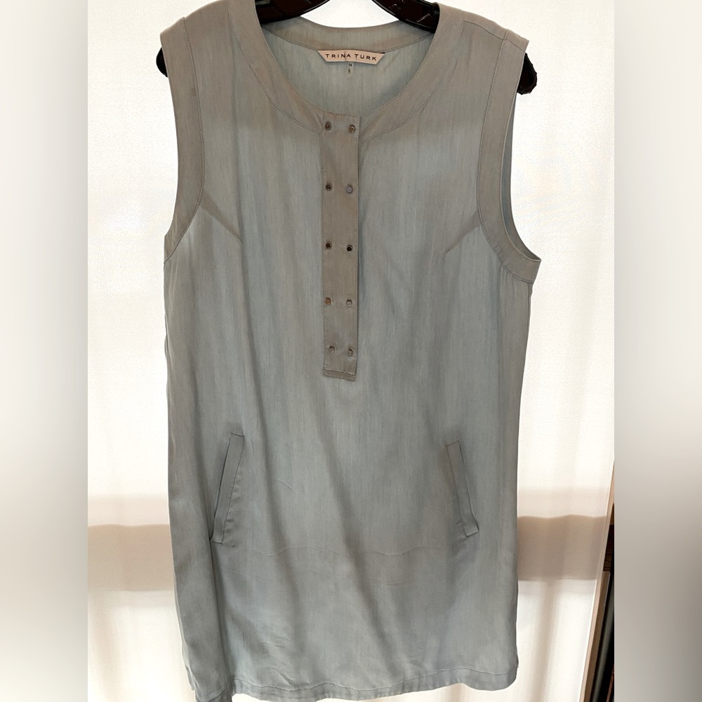 Trina Turk sleeveless jumper. Light blue. Excellent condition.